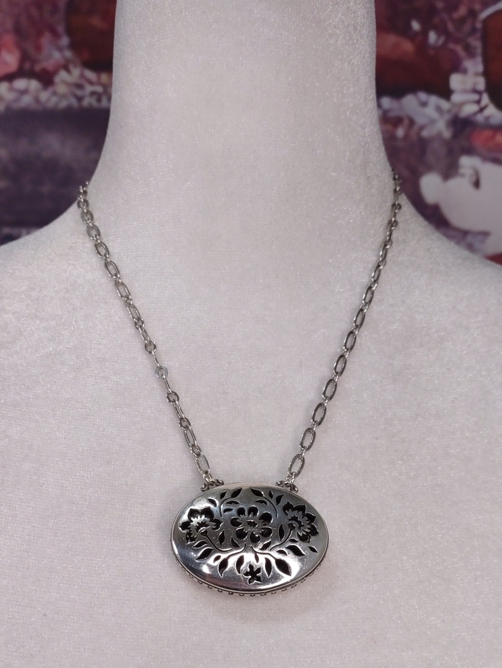 Brighton Floral Cutout Oval Necklace